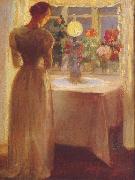 Anna Ancher Young Girl Before a Lit Lamp Germany oil painting artist